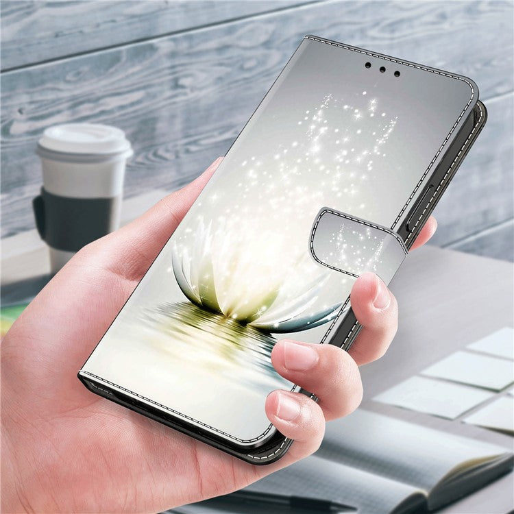 For Samsung Galaxy A32 5G Leather Phone Case 3D Pattern Printing Stand Wallet Folio Cover - Lotus