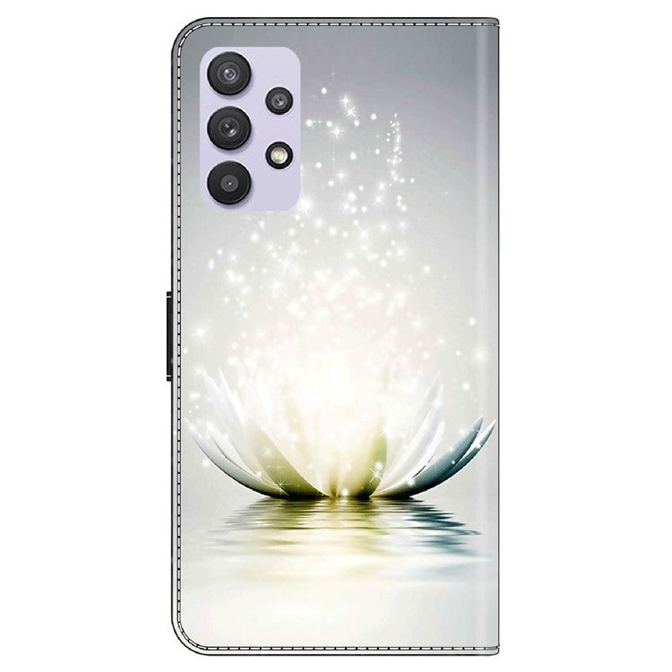 For Samsung Galaxy A32 5G Leather Phone Case 3D Pattern Printing Stand Wallet Folio Cover - Lotus