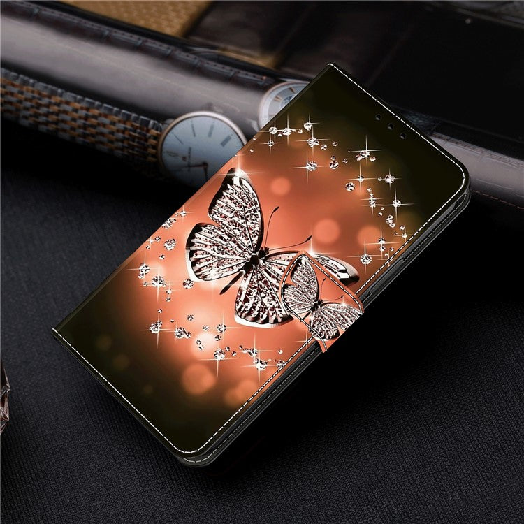 For Samsung Galaxy A34 5G Flip Protective Case 3D Pattern Printed PU Leather Stand Wallet Phone Cover - Crystal Butterfly