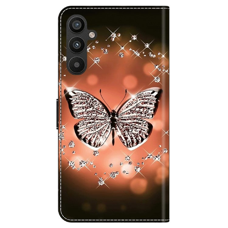 For Samsung Galaxy A34 5G Flip Protective Case 3D Pattern Printed PU Leather Stand Wallet Phone Cover - Crystal Butterfly
