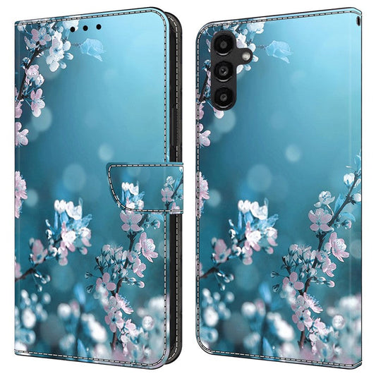For Samsung Galaxy A14 4G / 5G Leather Wallet Case Stand 3D Pattern Printing Protective Phone Cover - Plum Blossoms