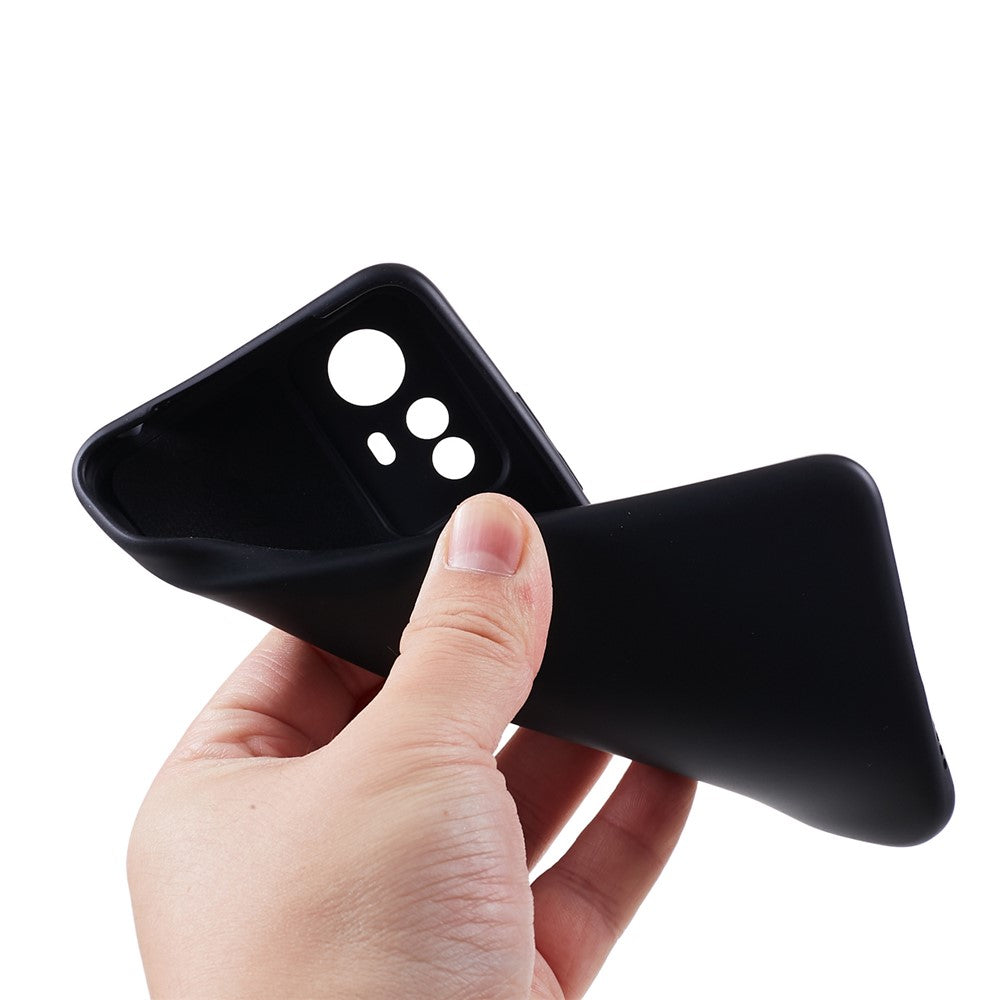 For Xiaomi Redmi Note 12S 4G Candy Color Rubberized TPU Case Anti-Scratch Fiber Lining Phone Cover - Black