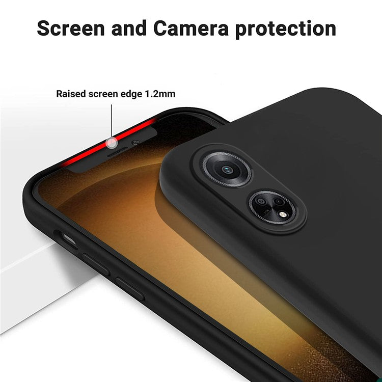 Phone Protection Case for Oppo A98 5G / A1 5G / F23 5G , Soft Lining Liquid Silicone Phone Cover with Strap - Black