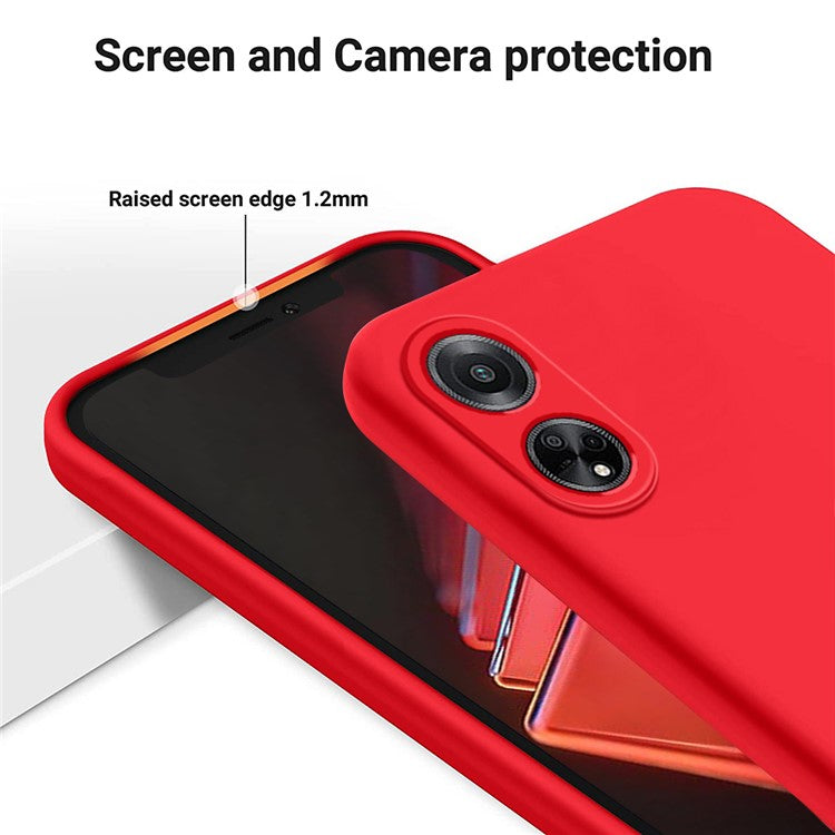 Phone Protection Case for Oppo A98 5G / A1 5G / F23 5G , Soft Lining Liquid Silicone Phone Cover with Strap - Red
