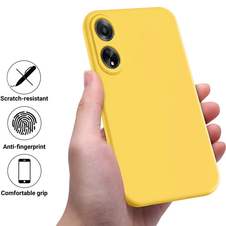 Phone Protection Case for Oppo A98 5G / A1 5G / F23 5G , Soft Lining Liquid Silicone Phone Cover with Strap - Yellow