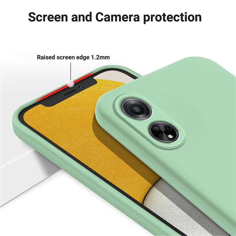 Phone Protection Case for Oppo A98 5G / A1 5G / F23 5G , Soft Lining Liquid Silicone Phone Cover with Strap - Green