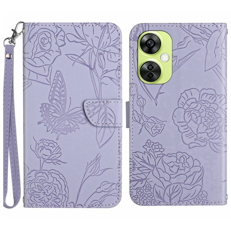 HT03 For OnePlus Nord CE3 5G / Nord CE 3 Lite 5G / Nord N30 5G Wallet PU Leather Case Phone Stand Cover with Wrist Strap - Purple