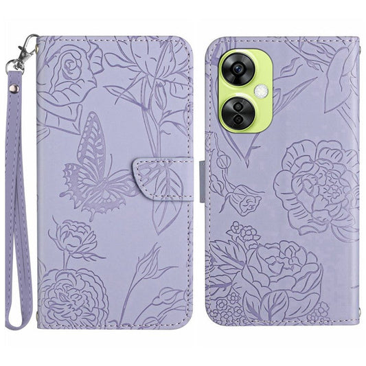 HT03 For OnePlus Nord CE3 5G / Nord CE 3 Lite 5G / Nord N30 5G Wallet PU Leather Case Phone Stand Cover with Wrist Strap - Purple
