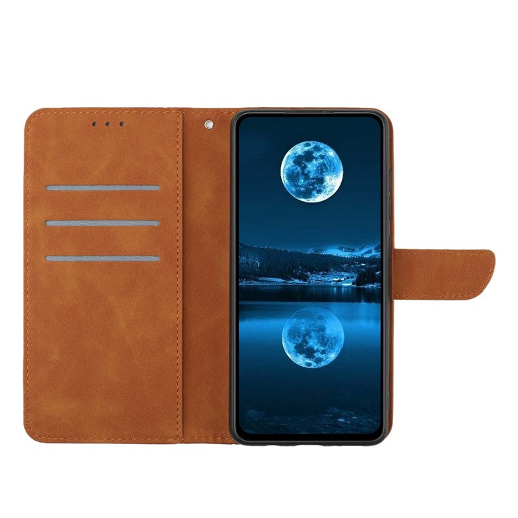 HT05 For OnePlus Nord CE3 5G / CE 3 Lite 5G / Nord N30 5G PU Leather Cover Skin-touch Flip Stand Wallet Imprinted Line Phone Case - Brown