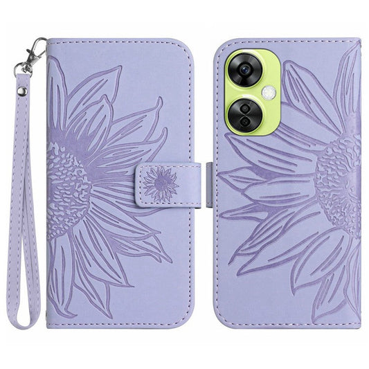 HT04 For OnePlus Nord CE3 5G / Nord CE 3 Lite 5G / Nord N30 5G Wallet Phone Case Stand Leather Cover with Hand Strap - Light Purple