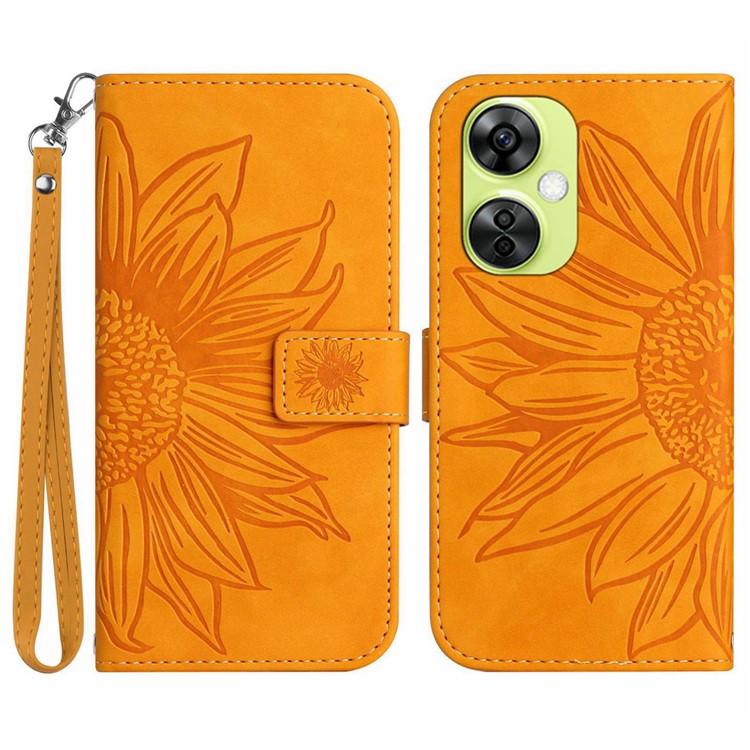 HT04 For OnePlus Nord CE3 5G / Nord CE 3 Lite 5G / Nord N30 5G Wallet Phone Case Stand Leather Cover with Hand Strap - Yellow