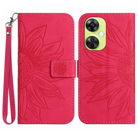 HT04 For OnePlus Nord CE3 5G / Nord CE 3 Lite 5G / Nord N30 5G Wallet Phone Case Stand Leather Cover with Hand Strap - Rose