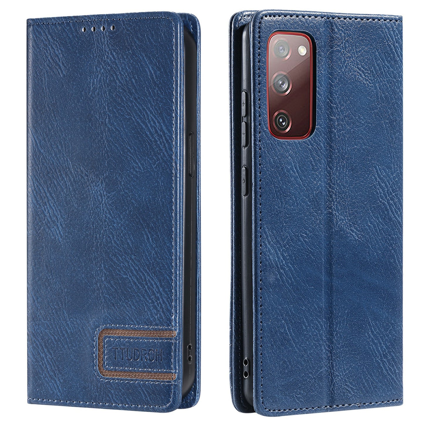 TTUDRCH Style 007 Leather Case for Samsung Galaxy S20 FE / S20 FE 5G / S20 FE 2022 / S20 Lite RFID Blocking Stand Wallet Cover - Blue