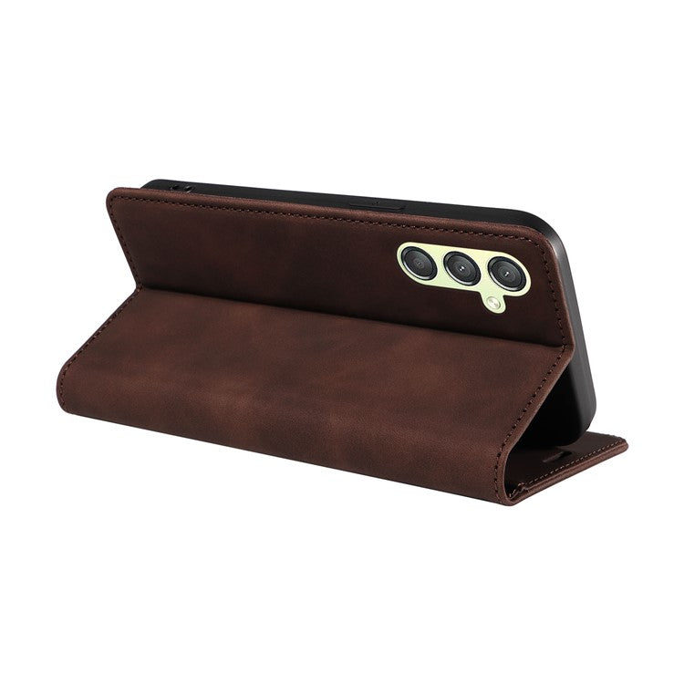 BETOPNICE 003 For Samsung Galaxy A24 4G (162.1 x 77.6 x 8.3mm) RFID Blocking PU Leather Stand Cover Shockproof Wallet Cell Phone Case - Brown