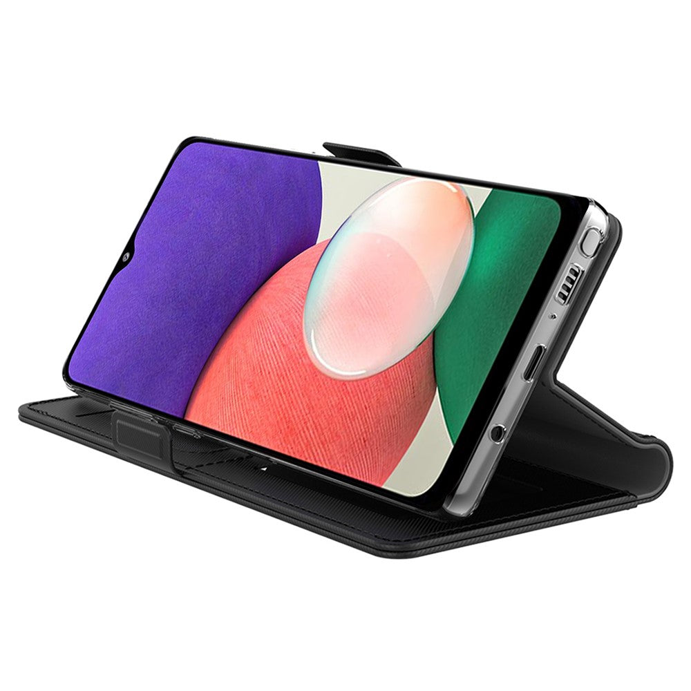 For Samsung Galaxy F54 5G / M54 5G Mobile Phone Case Mirror Card Holder PU Leather Shell Stand Cover - Black