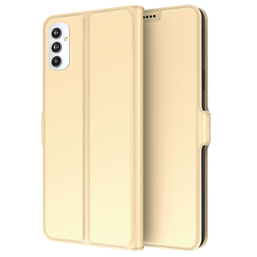 For Samsung Galaxy F54 5G / M54 5G PU Leather Stand Cover Full Protection Card Holder Cell Phone Case - Gold