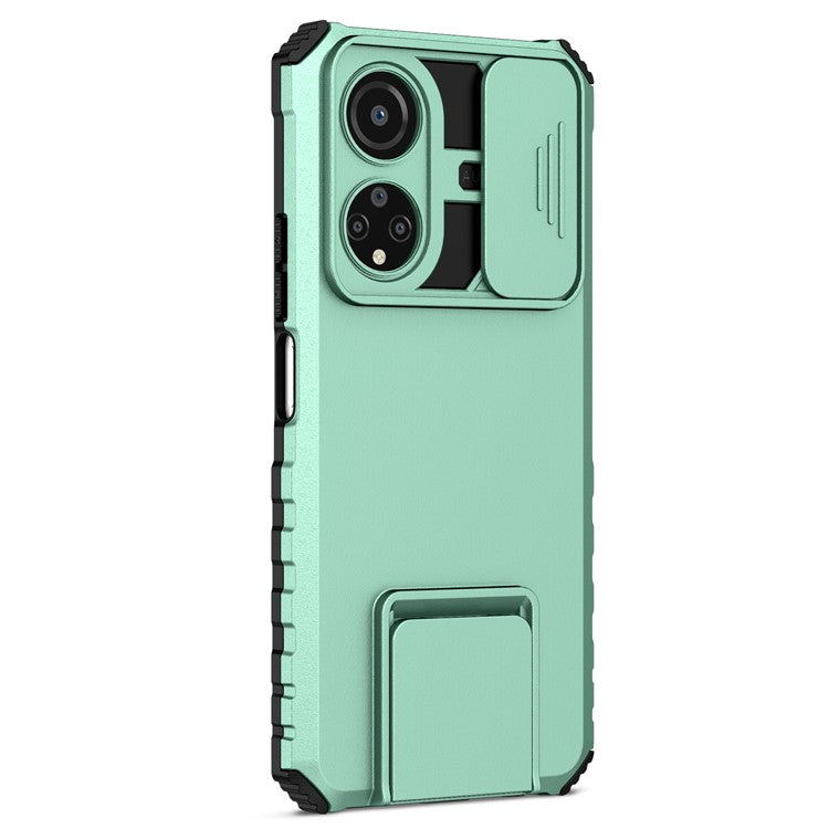 For Honor X7 Slide Camera Lid PC+TPU Cover Anti-drop Kickstand Phone Case - Baby Blue