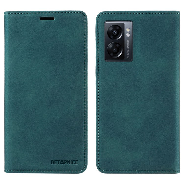 BETOPNICE 003 For Oppo A56s 5G / A57 (2022) 5G / A77 5G / K10 5G / A57 4G / A57e 4G / A57s 4G / A77 4G / Realme Q5i / Narzo 50 5G / V23 5G / OnePlus Nord N20 SE 4G Leather Phone Case - Green