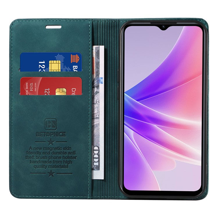 BETOPNICE 003 For Oppo A56s 5G / A57 (2022) 5G / A77 5G / K10 5G / A57 4G / A57e 4G / A57s 4G / A77 4G / Realme Q5i / Narzo 50 5G / V23 5G / OnePlus Nord N20 SE 4G Leather Phone Case - Green
