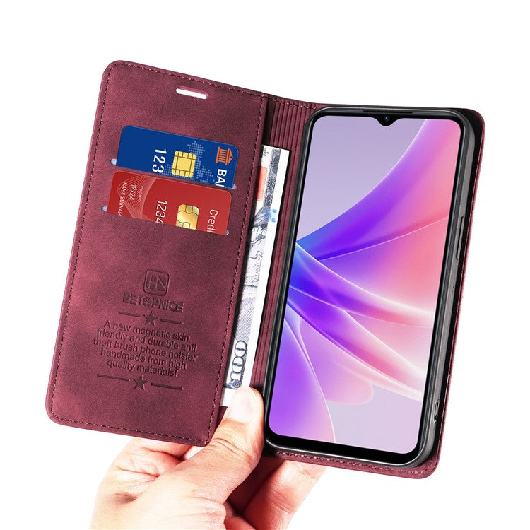 BETOPNICE 003 For Oppo A56s 5G / A57 (2022) 5G / A77 5G / K10 5G / A57 4G / A57e 4G / A57s 4G / A77 4G / Realme Q5i / Narzo 50 5G / V23 5G / OnePlus Nord N20 SE 4G Leather Phone Case - Red