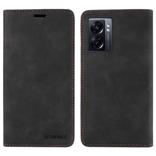 BETOPNICE 003 For Oppo A56s 5G / A57 (2022) 5G / A77 5G / K10 5G / A57 4G / A57e 4G / A57s 4G / A77 4G / Realme Q5i / Narzo 50 5G / V23 5G / OnePlus Nord N20 SE 4G Leather Phone Case - Black