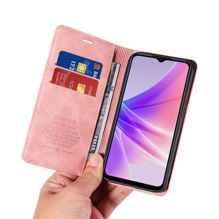 BETOPNICE 003 For Oppo A56s 5G / A57 (2022) 5G / A77 5G / K10 5G / A57 4G / A57e 4G / A57s 4G / A77 4G / Realme Q5i / Narzo 50 5G / V23 5G / OnePlus Nord N20 SE 4G Leather Phone Case - Pink