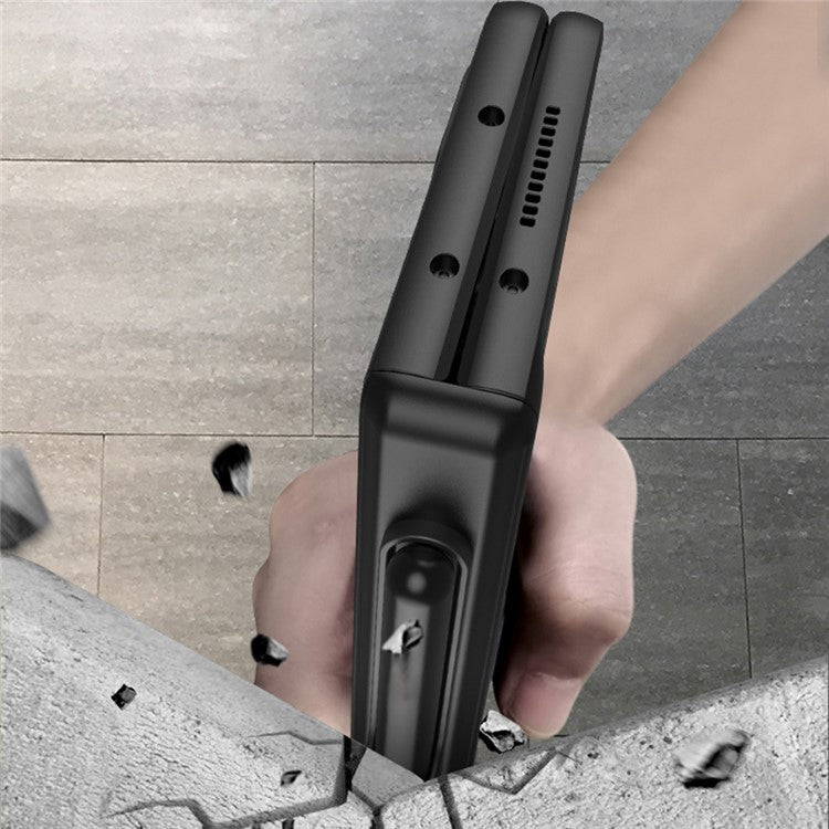 GKK For Samsung Galaxy Z Fold5 5G Pen Slot PC Phone Case Kickstand Magnetic Cover with Tempered Glass Screen Film - Wine Red