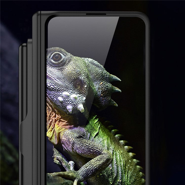 GKK For Samsung Galaxy Z Fold5 5G Pen Slot PC Phone Case Kickstand Magnetic Cover with Tempered Glass Screen Film - Wine Red