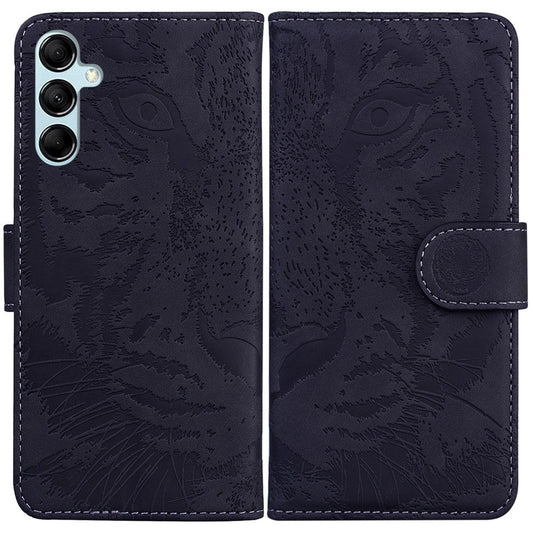 For Samsung Galaxy M54 5G / F54 5G Tiger Imprint Phone Case Leather Stand Wallet Anti-drop Cover - Black