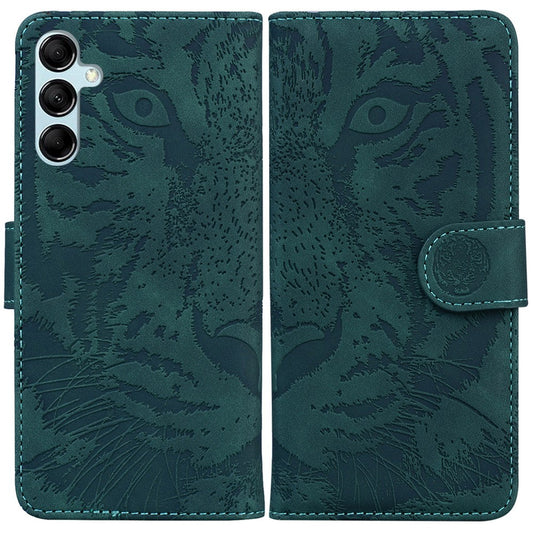For Samsung Galaxy M54 5G / F54 5G Tiger Imprint Phone Case Leather Stand Wallet Anti-drop Cover - Green