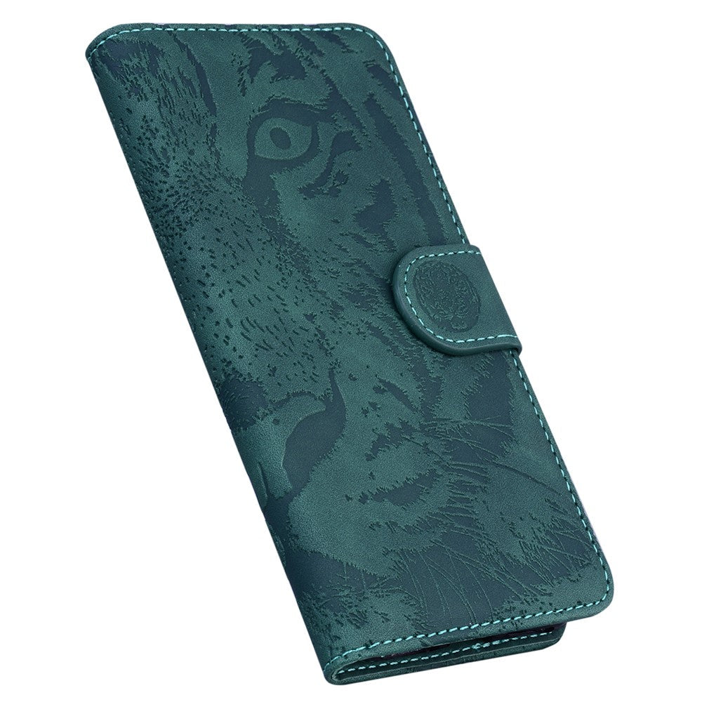 For Samsung Galaxy M54 5G / F54 5G Tiger Imprint Phone Case Leather Stand Wallet Anti-drop Cover - Green