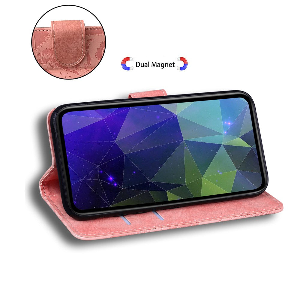 For Samsung Galaxy M54 5G / F54 5G Tiger Imprint Phone Case Leather Stand Wallet Anti-drop Cover - Pink