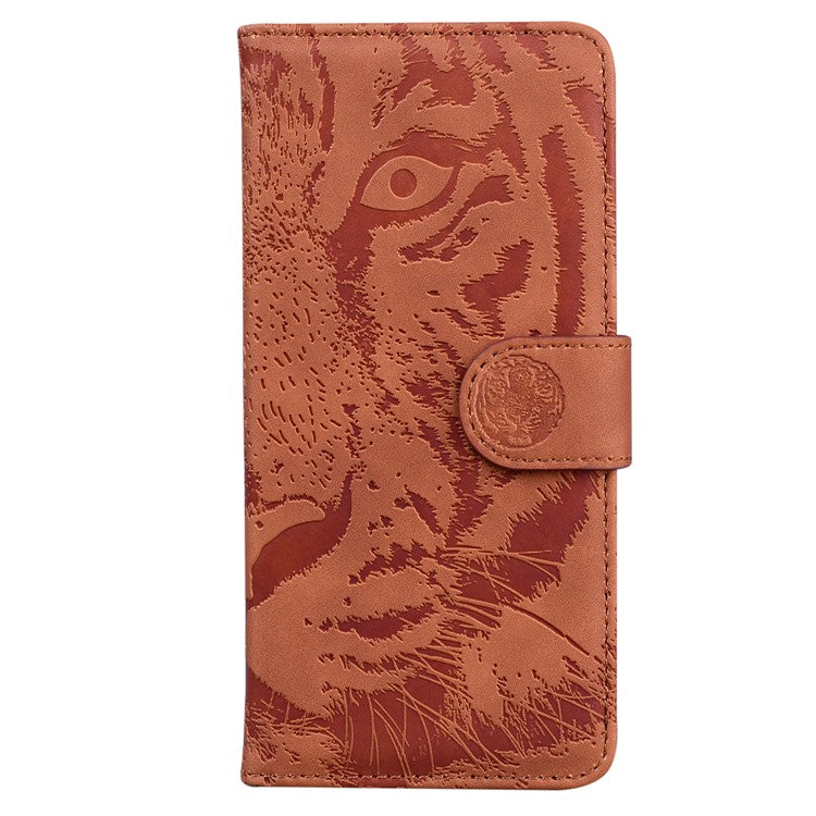 For Samsung Galaxy M54 5G / F54 5G Tiger Imprint Phone Case Leather Stand Wallet Anti-drop Cover - Brown