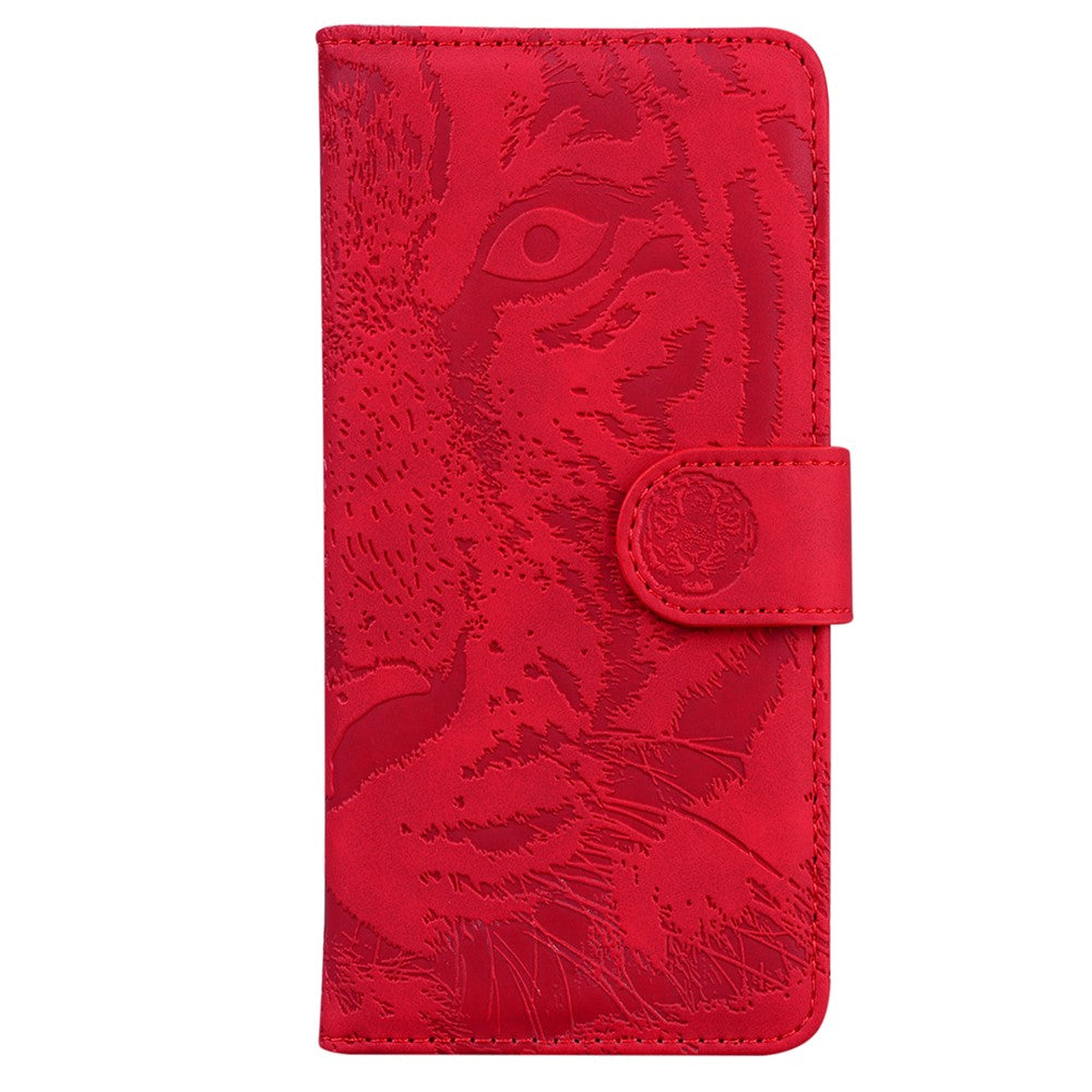 For Samsung Galaxy M54 5G / F54 5G Tiger Imprint Phone Case Leather Stand Wallet Anti-drop Cover - Red
