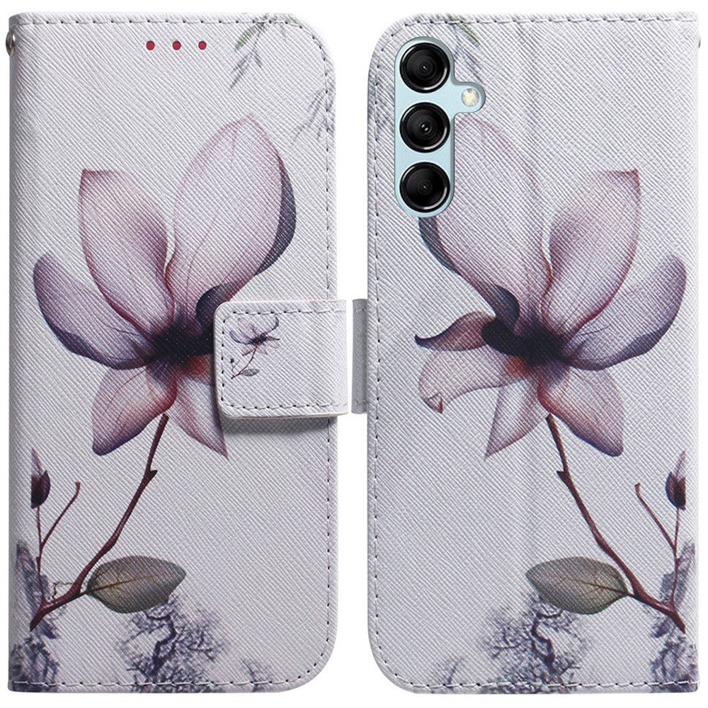 For Samsung Galaxy M54 5G / F54 5G PU Leather Stand Phone Case Pattern Printing Wallet Cover - Pink Flower