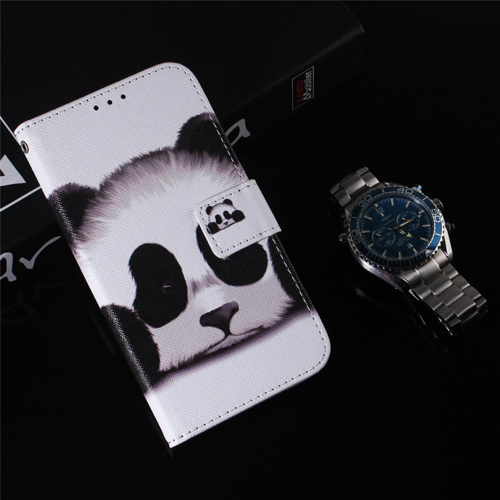 For Samsung Galaxy M54 5G / F54 5G PU Leather Stand Phone Case Pattern Printing Wallet Cover - Panda