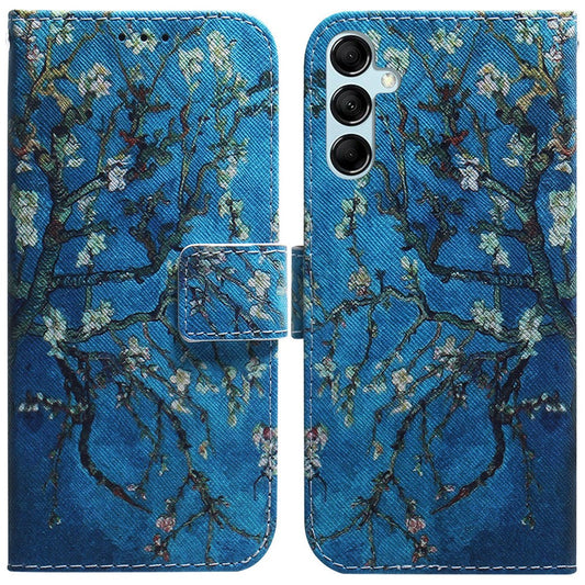 For Samsung Galaxy M54 5G / F54 5G PU Leather Stand Phone Case Pattern Printing Wallet Cover - Apricot Flowers