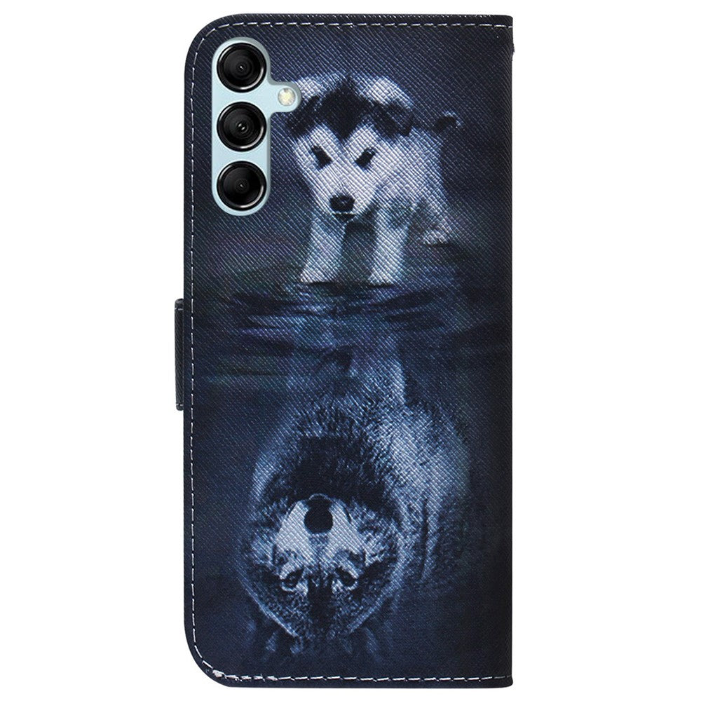 For Samsung Galaxy M54 5G / F54 5G PU Leather Stand Phone Case Pattern Printing Wallet Cover - Dog and Wolf