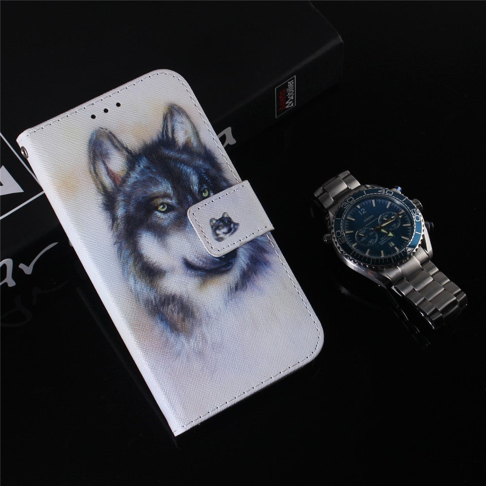 For Samsung Galaxy M54 5G / F54 5G PU Leather Stand Phone Case Pattern Printing Wallet Cover - Wolf