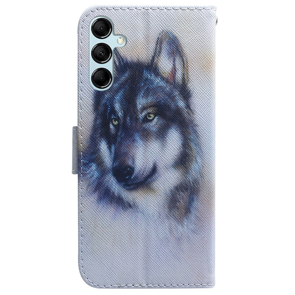 For Samsung Galaxy M54 5G / F54 5G PU Leather Stand Phone Case Pattern Printing Wallet Cover - Wolf