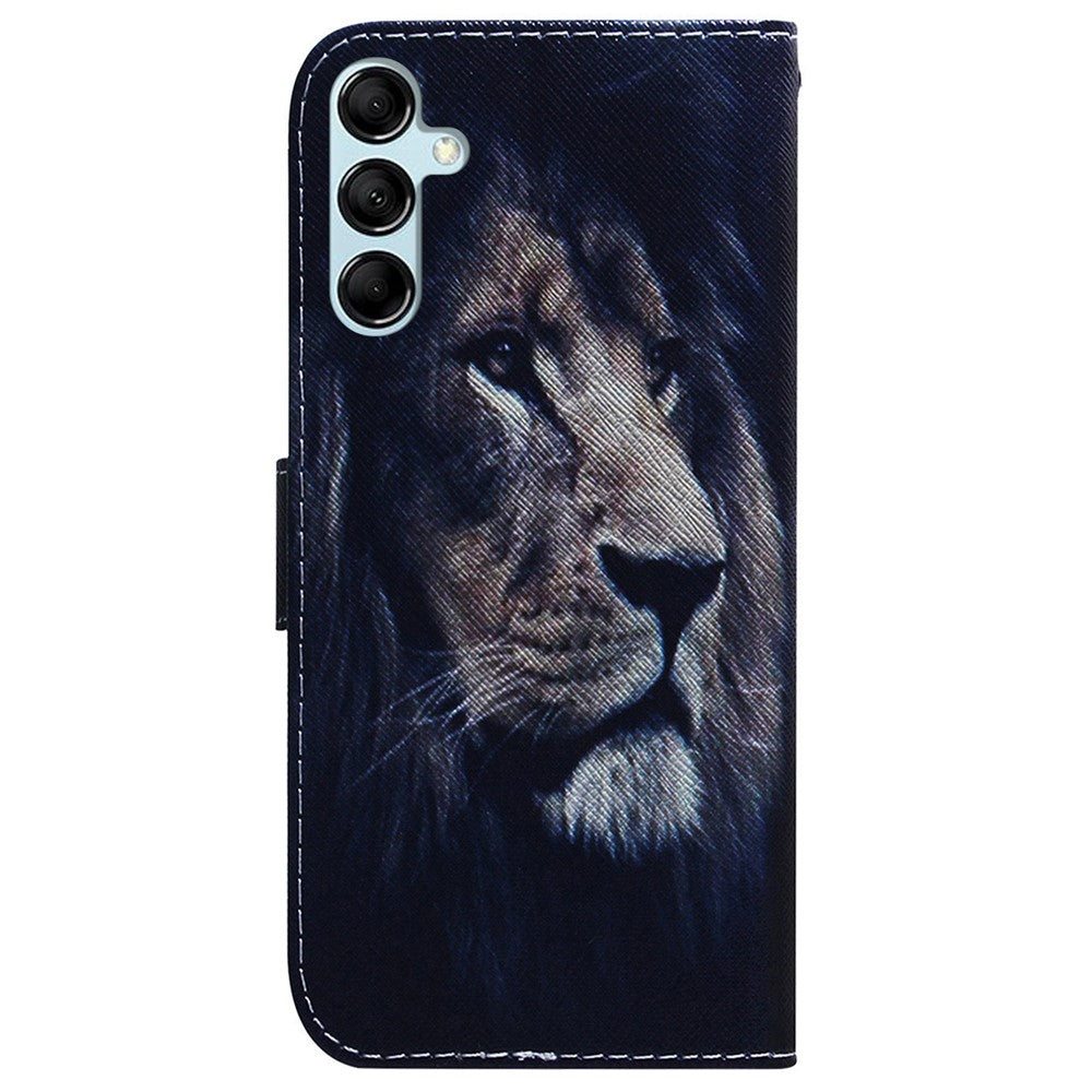 For Samsung Galaxy M54 5G / F54 5G PU Leather Stand Phone Case Pattern Printing Wallet Cover - Lion