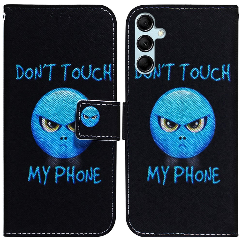 For Samsung Galaxy M54 5G / F54 5G PU Leather Stand Phone Case Pattern Printing Wallet Cover - Don't Touch My Phone