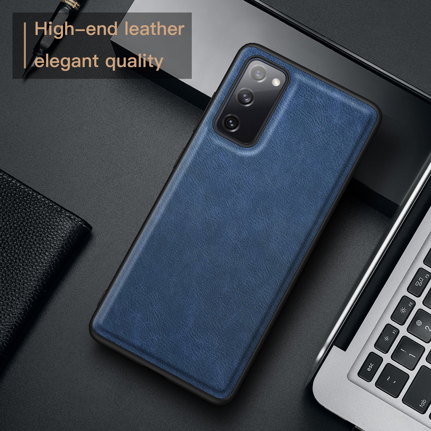 Retro Case for Samsung Galaxy S20 FE 4G / FE 5G / S20 Lite / S20 FE 2022 , PU Leather Coated TPU+PC Phone Cover - Blue