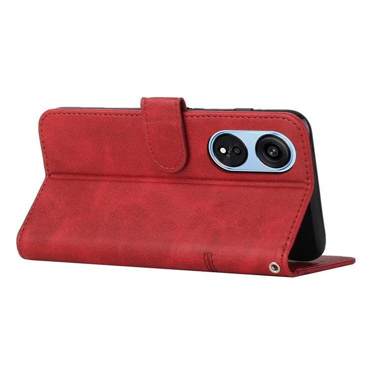 Leather Phone Case for Oppo A1 5G / A98 5G / F23 5G , Stand Wallet Flip Cover with Strap - Red