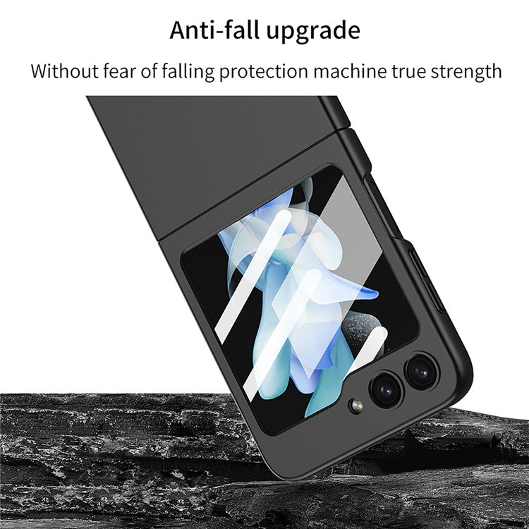 GKK For Samsung Galaxy Z Flip5 5G Hard PC Phone Case Ultra Thin Cover with Tempered Glass Screen Film - Purple