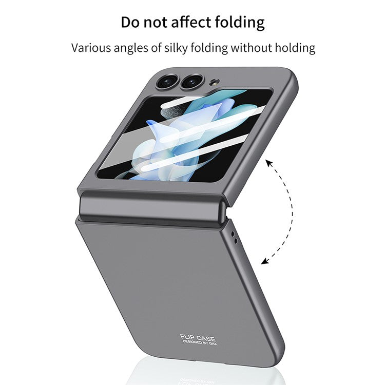 GKK For Samsung Galaxy Z Flip5 5G Hard PC Phone Case Ultra Thin Cover with Tempered Glass Screen Film - Purple