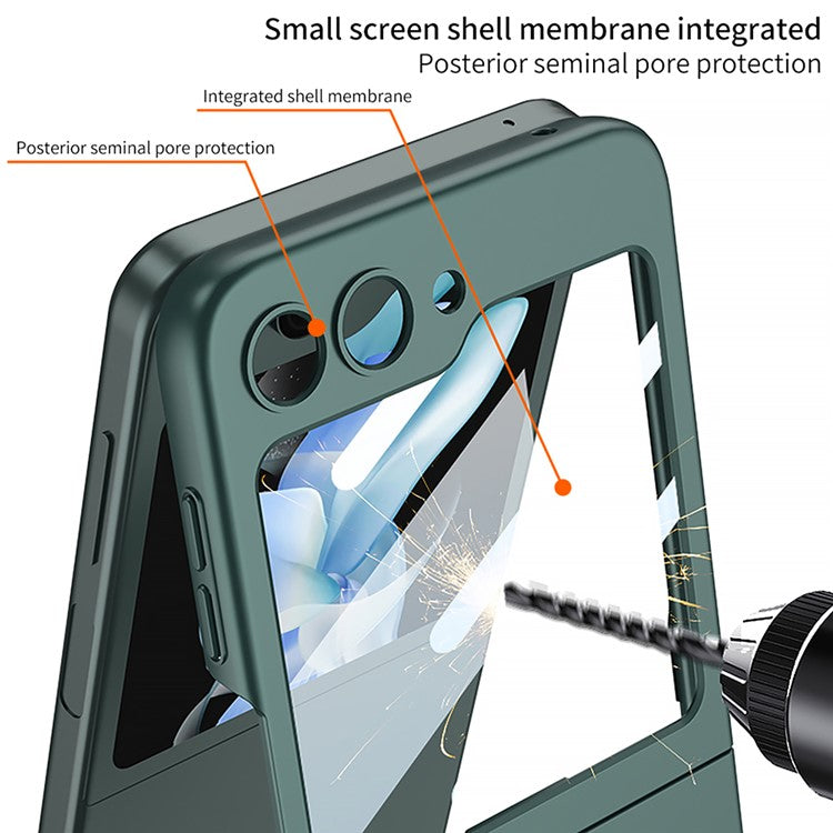 GKK For Samsung Galaxy Z Flip5 5G Hard PC Phone Case Ultra Thin Cover with Tempered Glass Screen Film - Purple