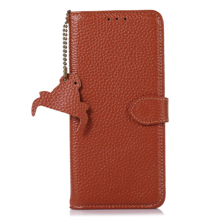 For Asus Zenfone 10 5G / 9 5G Genuine Cow Leather Cover RFID Blocking Wallet Stand Phone Case - Brown