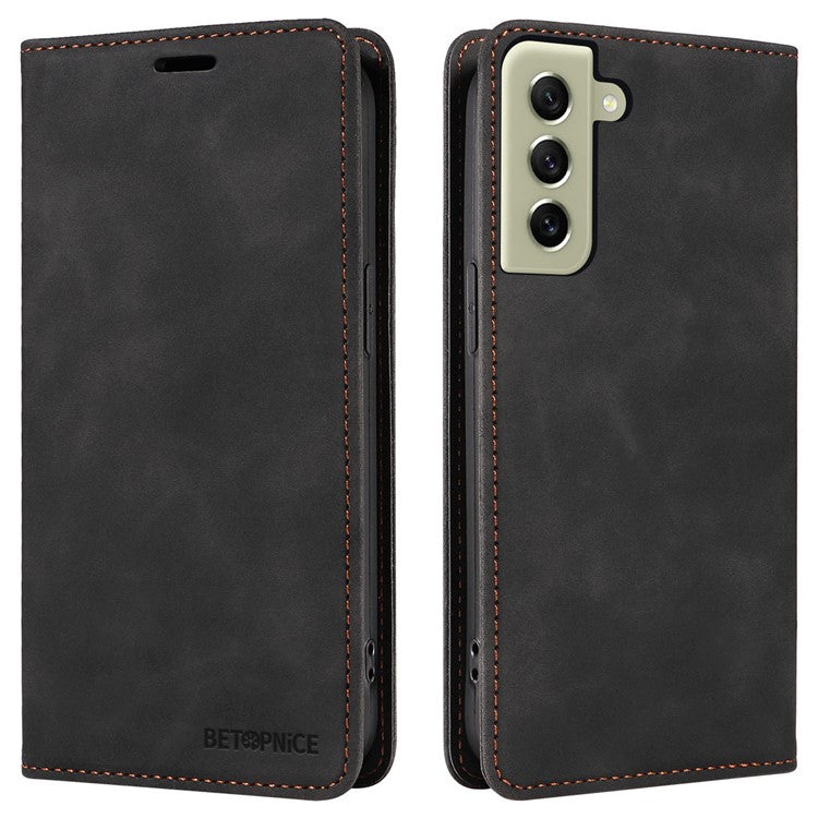 BETOPNICE 003 For Samsung Galaxy S21 4G / S21 5G RFID Blocking Wallet Stand Cover PU Leather Phone Case - Black