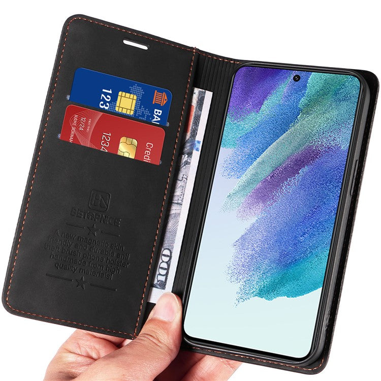 BETOPNICE 003 For Samsung Galaxy S21 4G / S21 5G RFID Blocking Wallet Stand Cover PU Leather Phone Case - Black
